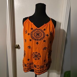 Soltaire Orange And Black Tank Top Size L